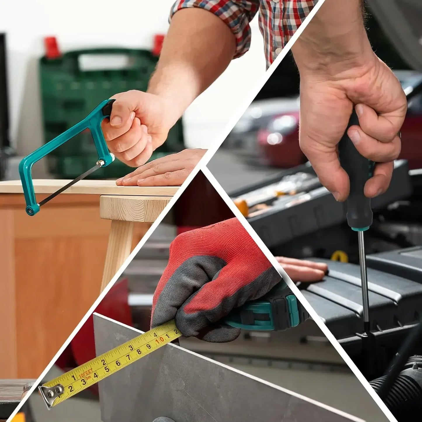 198 Home Auto Repair Tool Kit Plastic Toolbox Case Set
