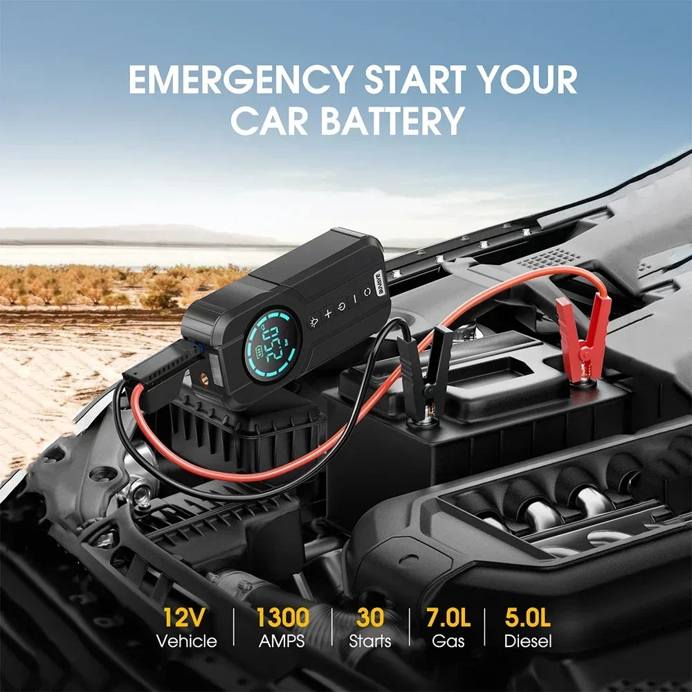 BUVAYE Car Jump Starter Portable Air Pump And Tire Inflator