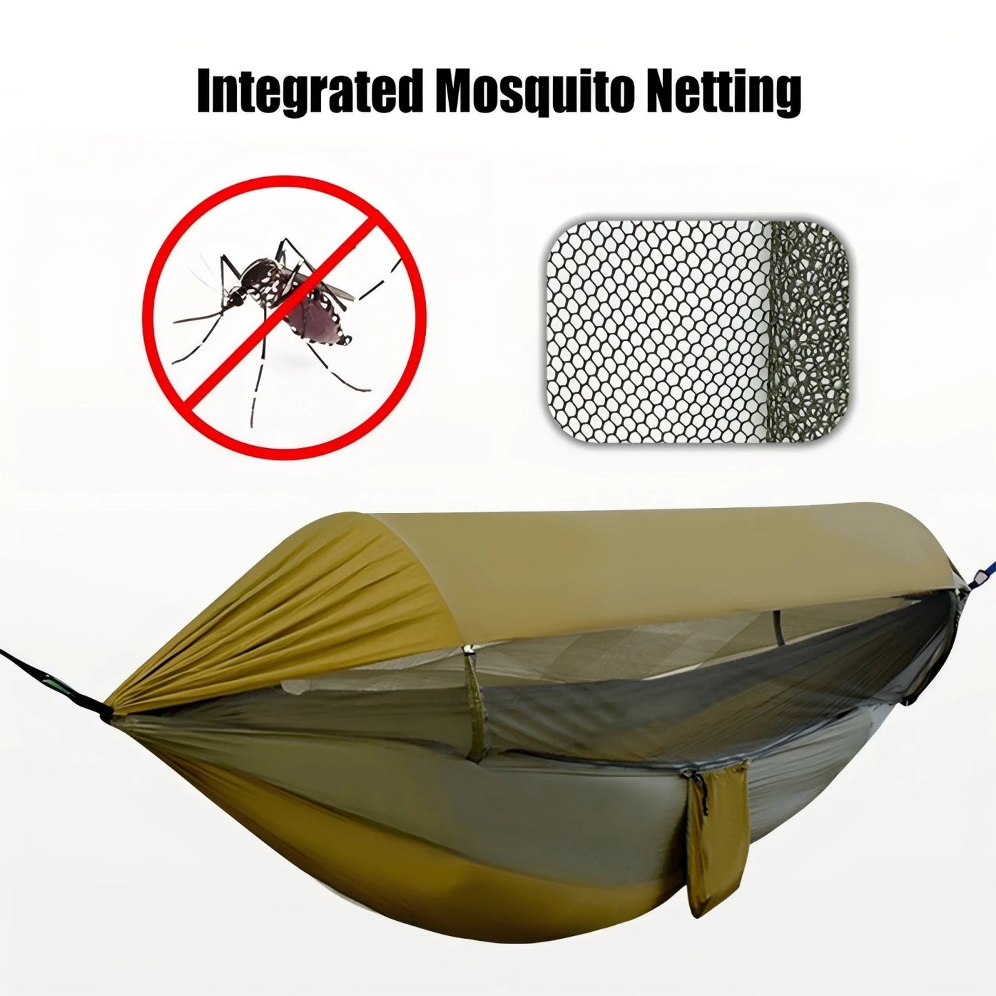 Portable Outdoor Camping Quick Open Mosquito Net Hammock With Awning For Travel Garden Sleeping Hanging Swing