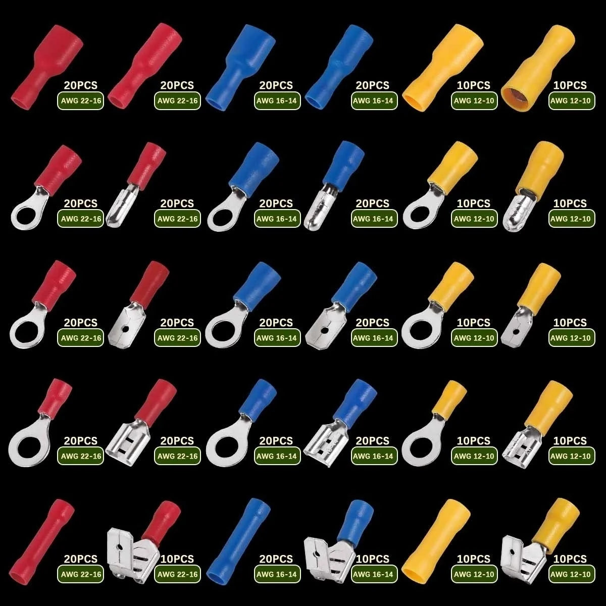 Insulated Cable Connector 280 Pcs Ring Spade Fork Terminals