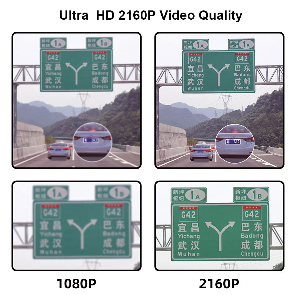 4K Dash Cam Car DVR Support WIFI GPS 4K Front 1080P Rear