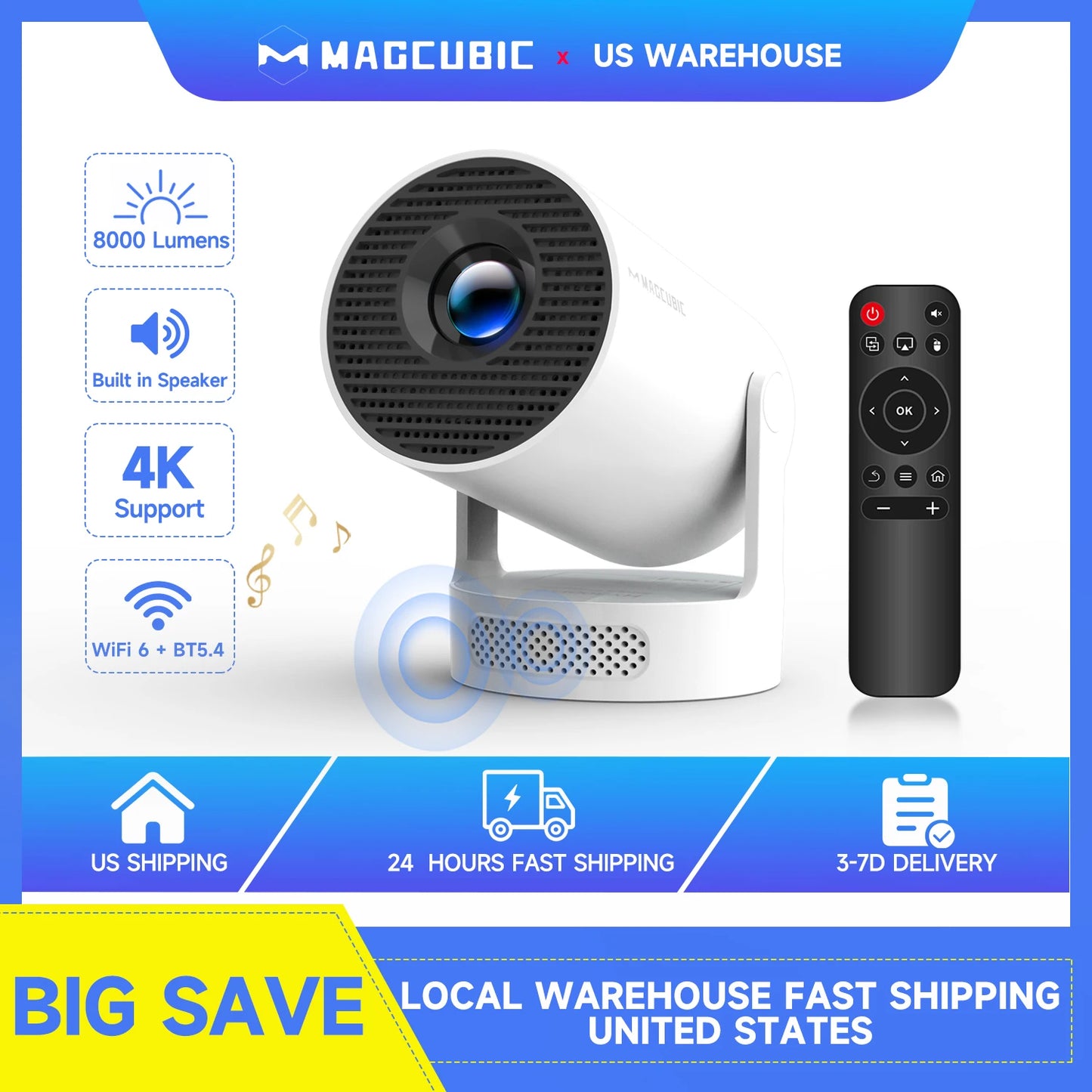 Magcubic HY300 Pro Projector 8000 Lumens Android 11 WiFi 6
