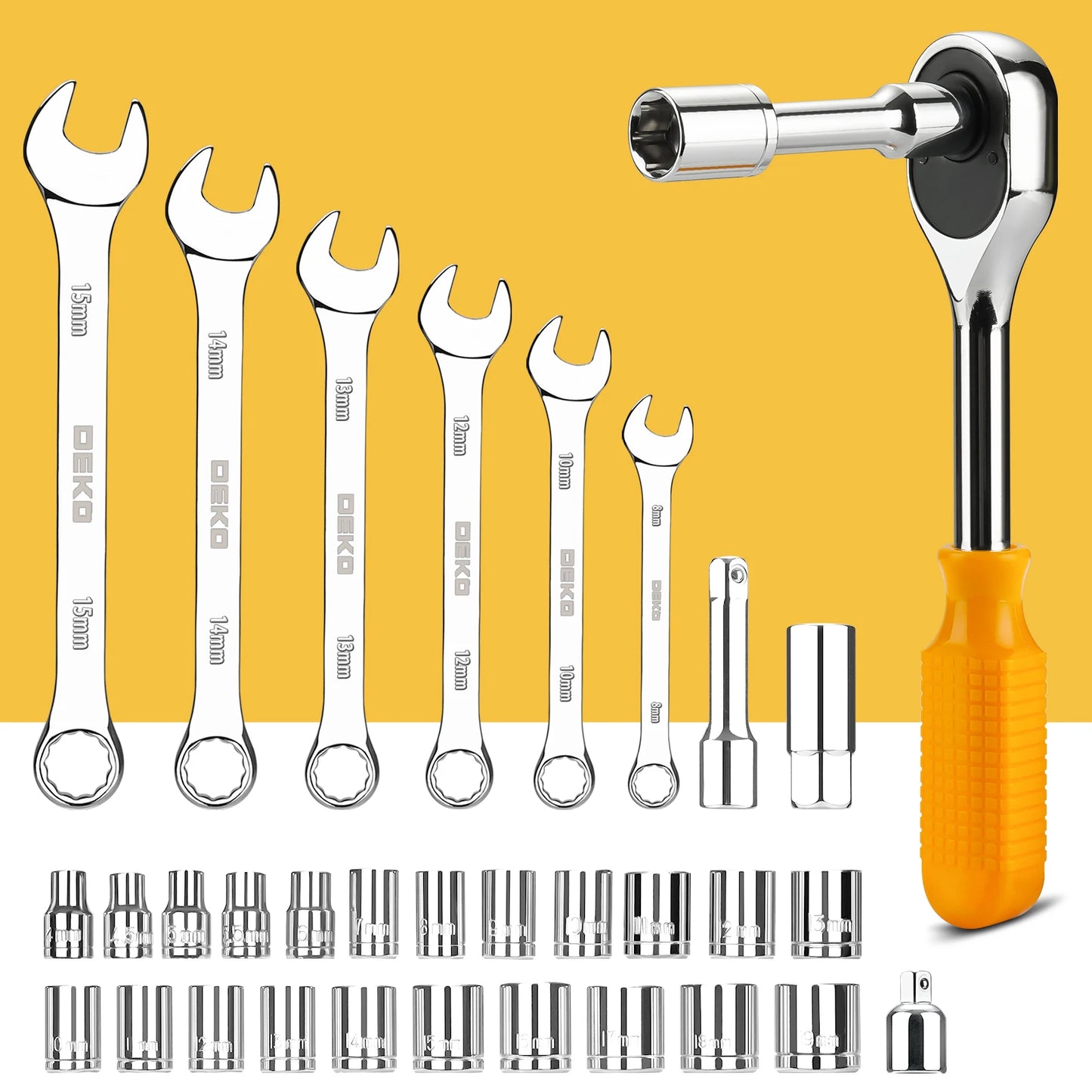 DEKO 228Pcs Socket Wrench Auto Repair Tool Set Case