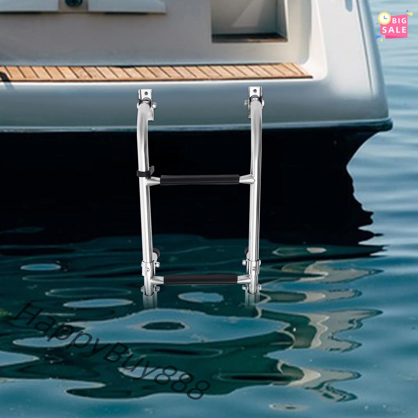 Marine Folding Boat Deck Ladder 4 Steps Stainless Steel