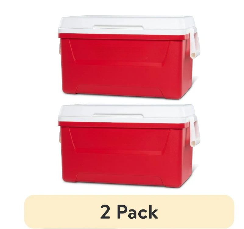 48-Quart Outdoor Picnic Camping Cooler Red Portable Easy Clean