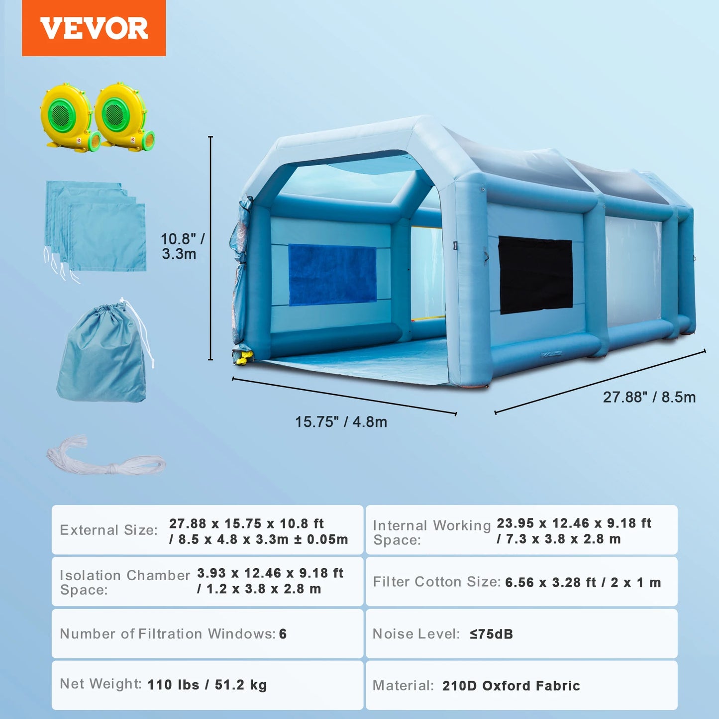 SucceBuy Inflatable Paint Booth with Blowers Powerful Spray Tent and Air Filter System