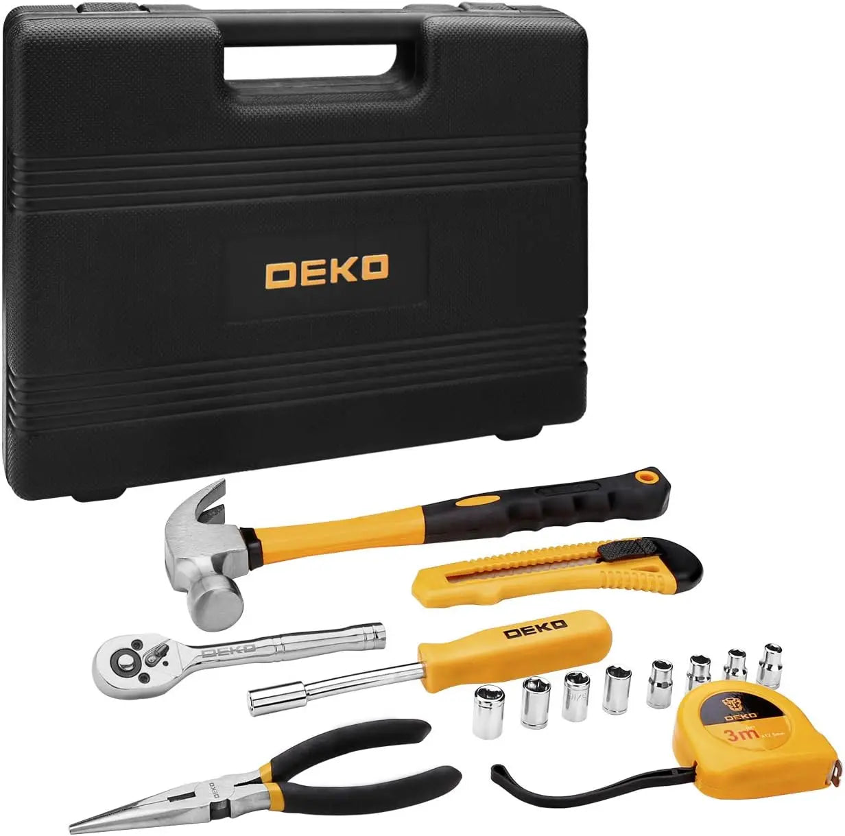 Deko 65 Piece General Household Tool Set Plastic Tool Box