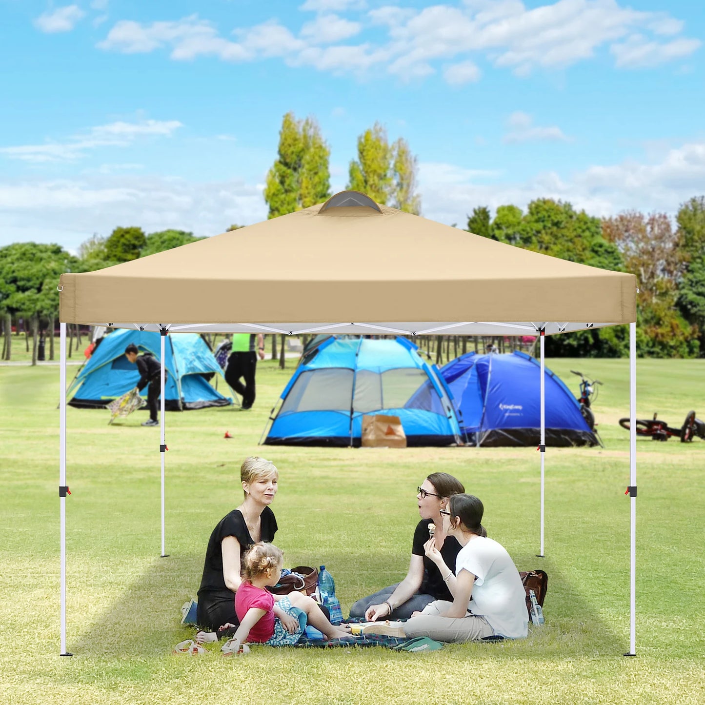 10x10 EZ Pop Up Canopy Tent with 4 Sidewalls Waterproof Outdoor Gazebo with Air Vent UPF 50 Plus Sun Shade for Party Includes 4 Sandbags