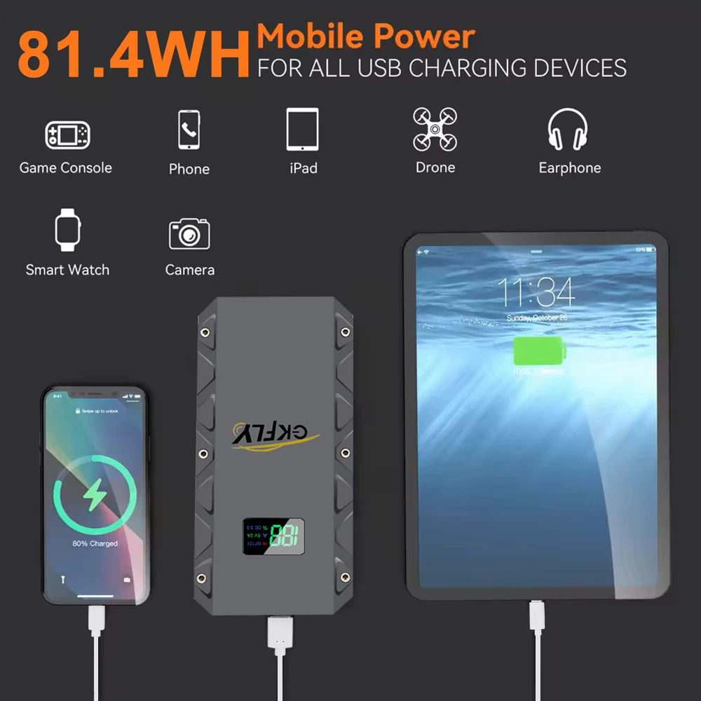 GKFLY 4000A Jump Starter Power Bank 12V Car Booster