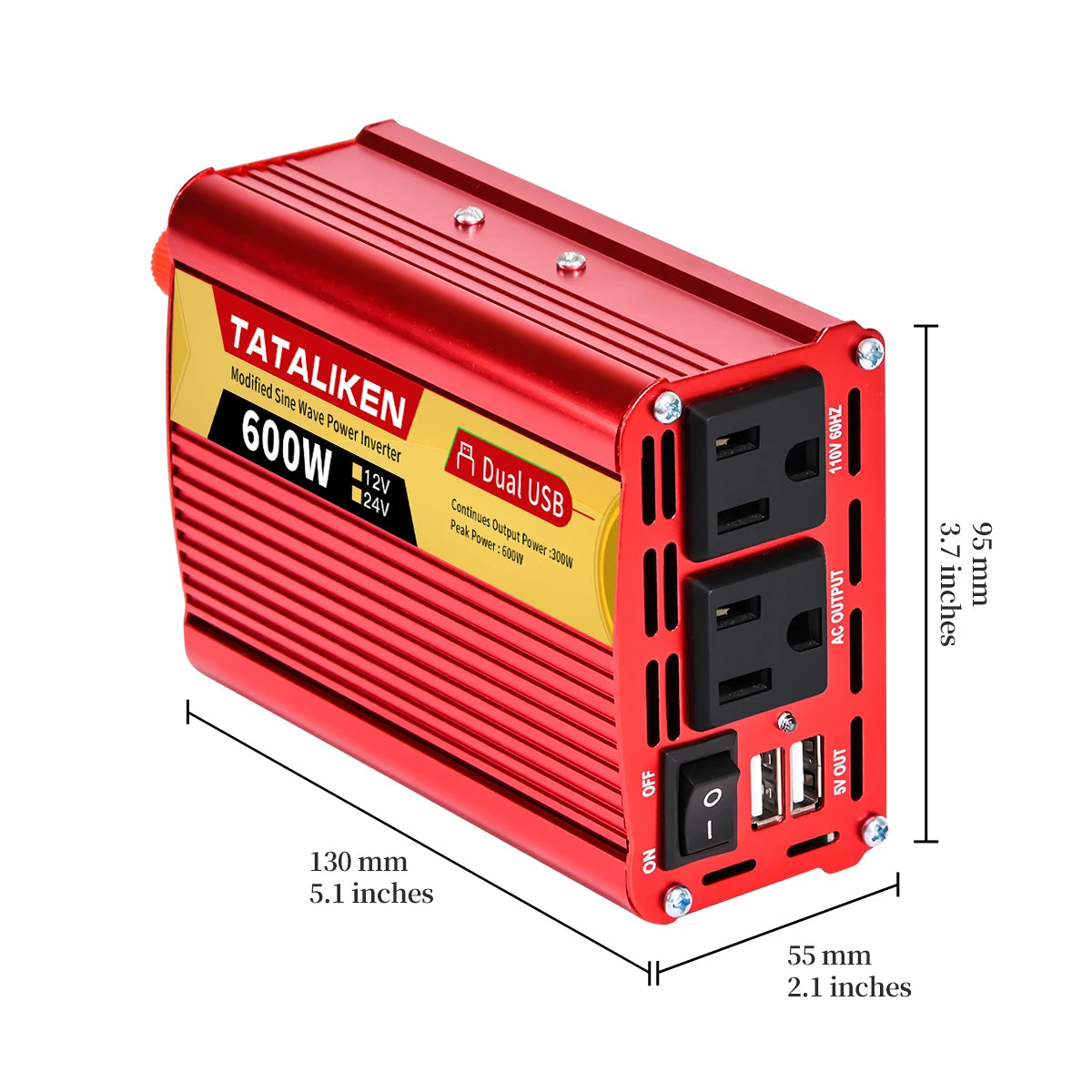 US Socket Inverters 12V 60HZ 110V 600W 1500W 2000W 2500W Portable Vehicle-Mounted Frequency Converter