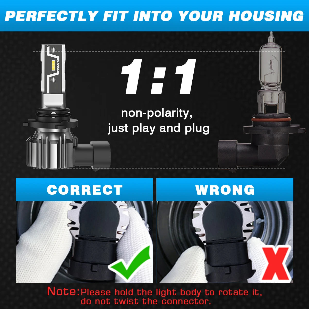 NOVSIGHT LED Headlight Bulbs 50W 10000LM 9005 H11 6500K