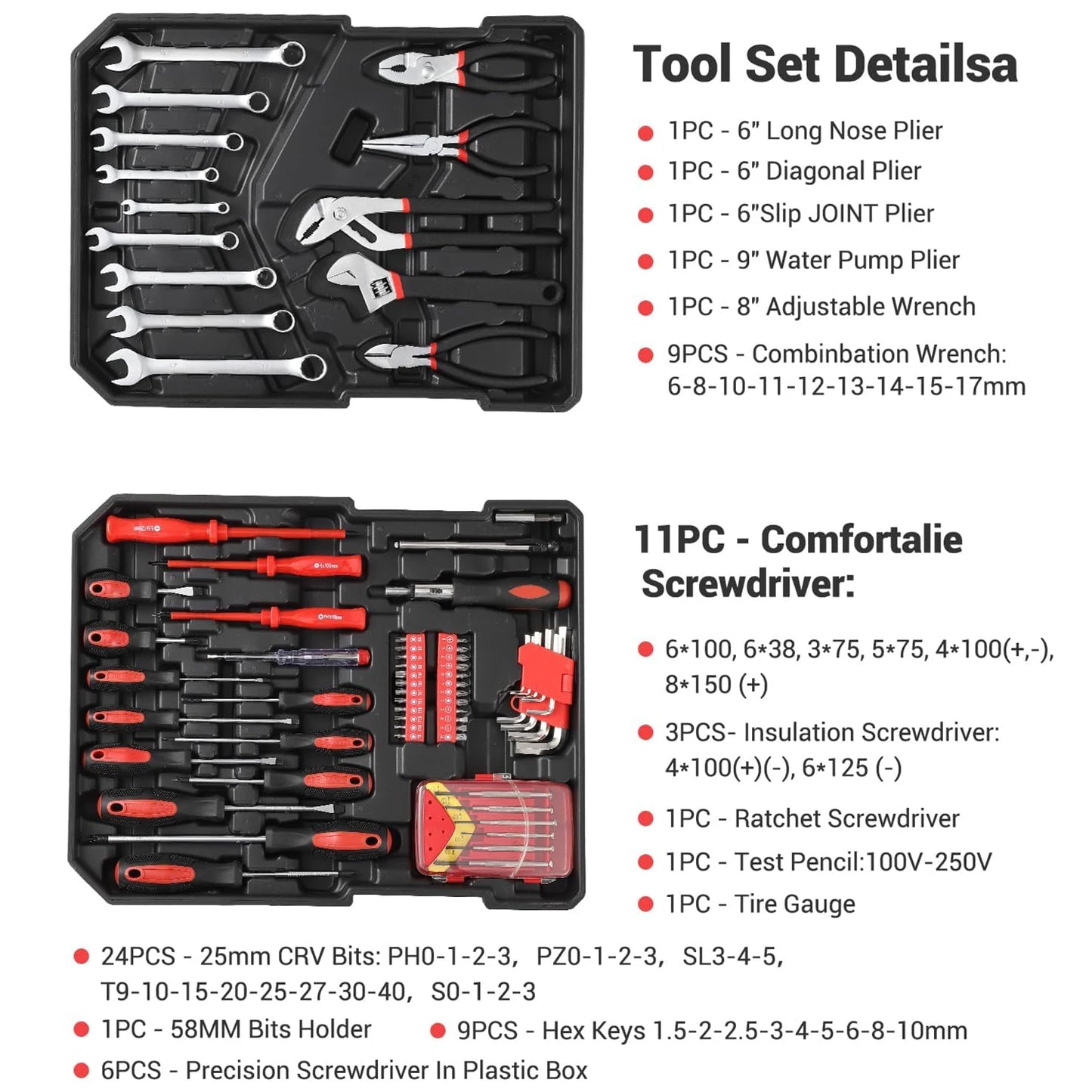 800 Piece Mechanic Tool Set With Rolling Box For Home DIY