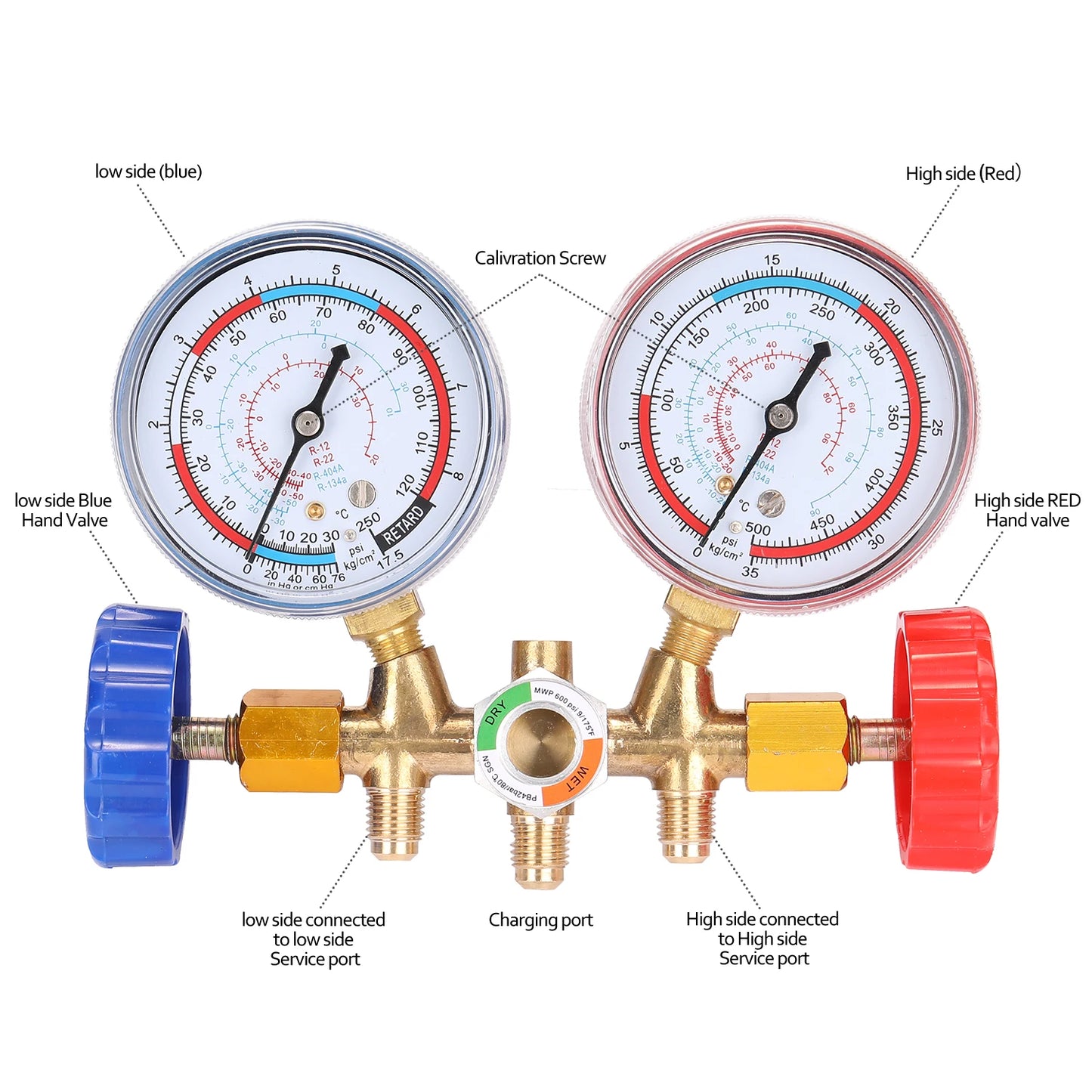 Refrigerant Gauge 3 Way Air Conditioning Manifold Set R134A
