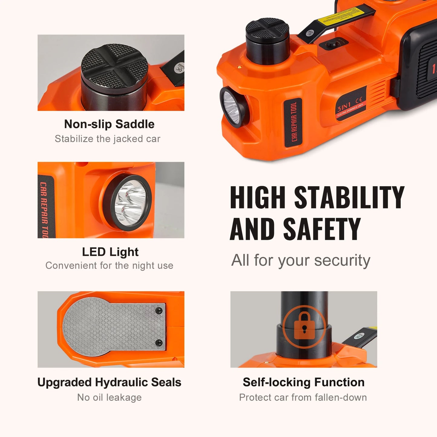 SucceBuy 5 Ton Electric Hydraulic Car Jack With LED Light