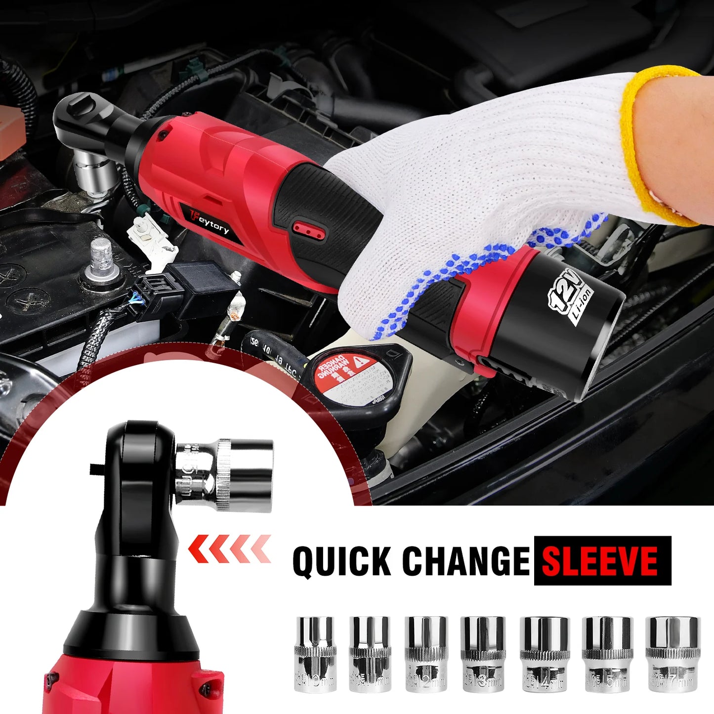 DayPlus Three Eighths Inch Cordless Ratchet Wrench 12V 200Nm