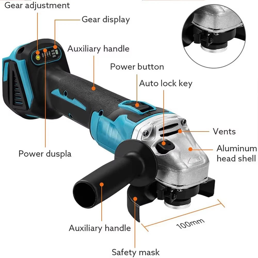 Brushless 125mm Angle Grinder Impact Wrench 18V Kit