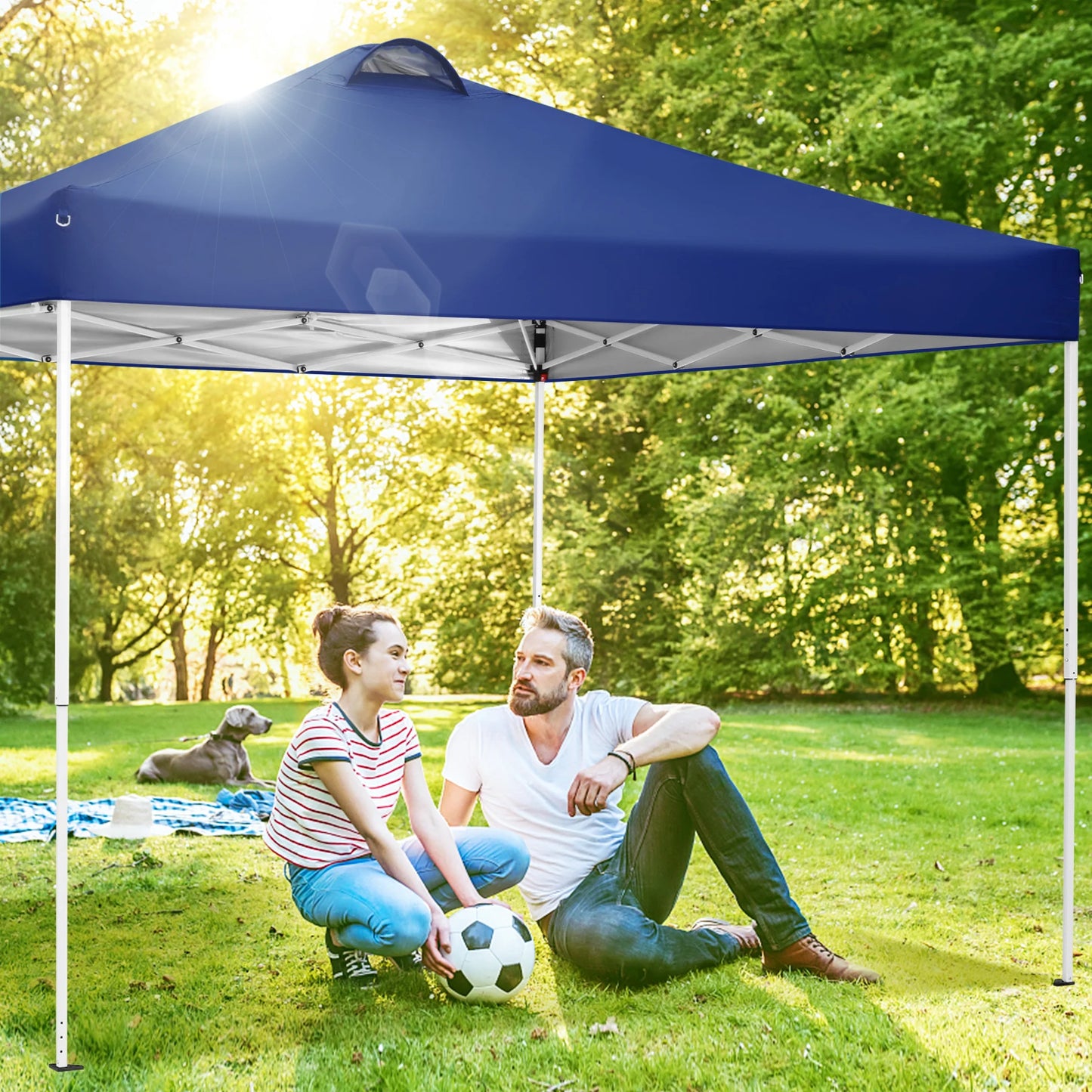 10x10 EZ Pop Up Canopy Tent with 4 Sidewalls Waterproof Outdoor Gazebo with Air Vent UPF 50 Plus Sun Shade for Party Includes 4 Sandbags