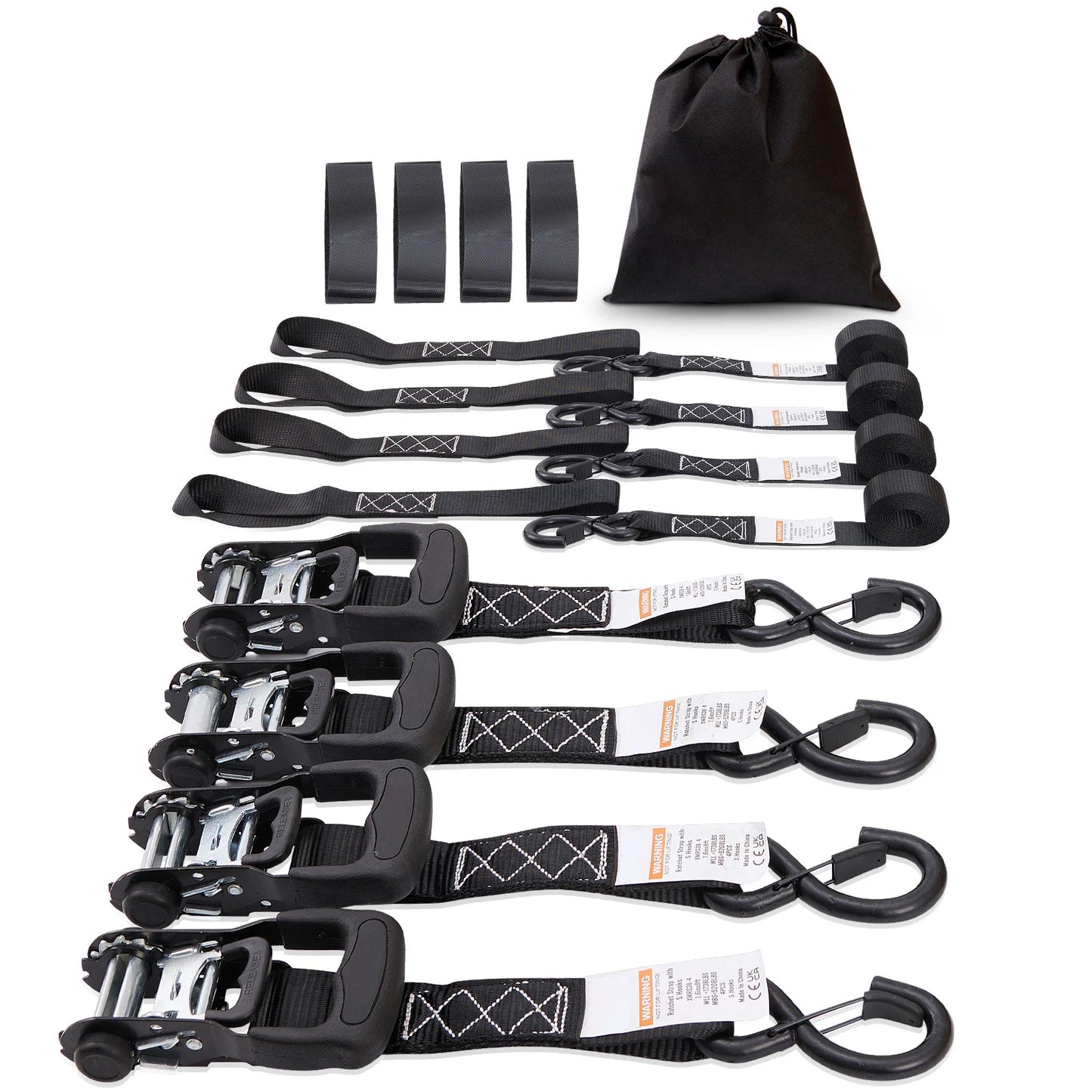Trailer Ratchet Tie Down Straps 4 Pack Padded Handles