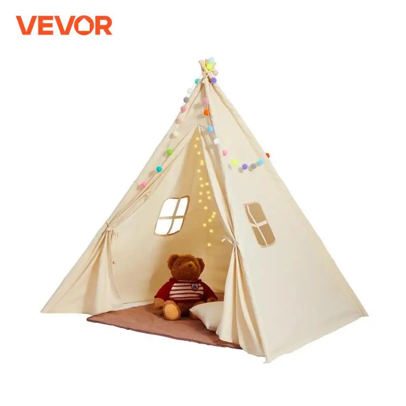 Vevor Kids Play Tent Teepee Tent for Indoor and Outdoor Use with Windows for Ages 1 to 5 Years