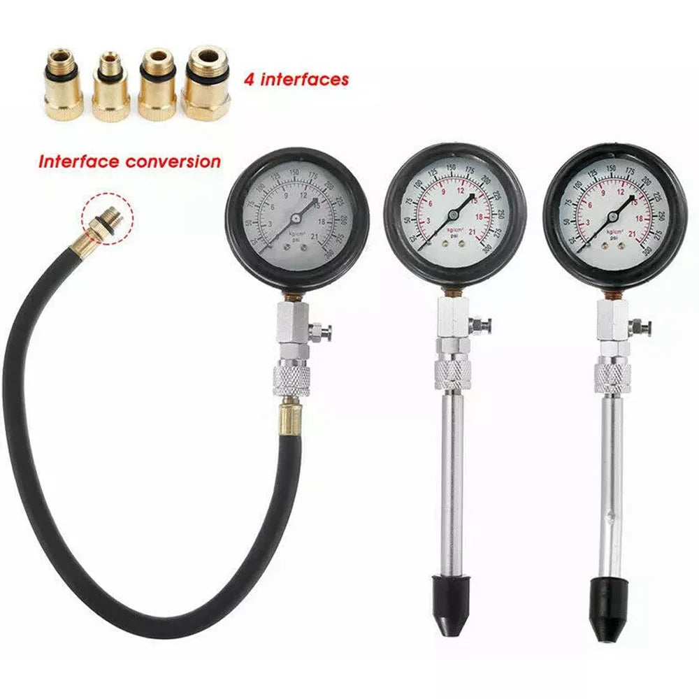 Petrol Engine Cylinder Compression Tester Kit 0-300PSI Gauge