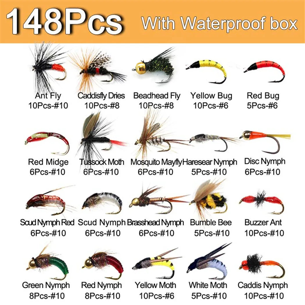 Trout Fly Fishing Assorted Flies Kit Nymph Dry Wet Lure