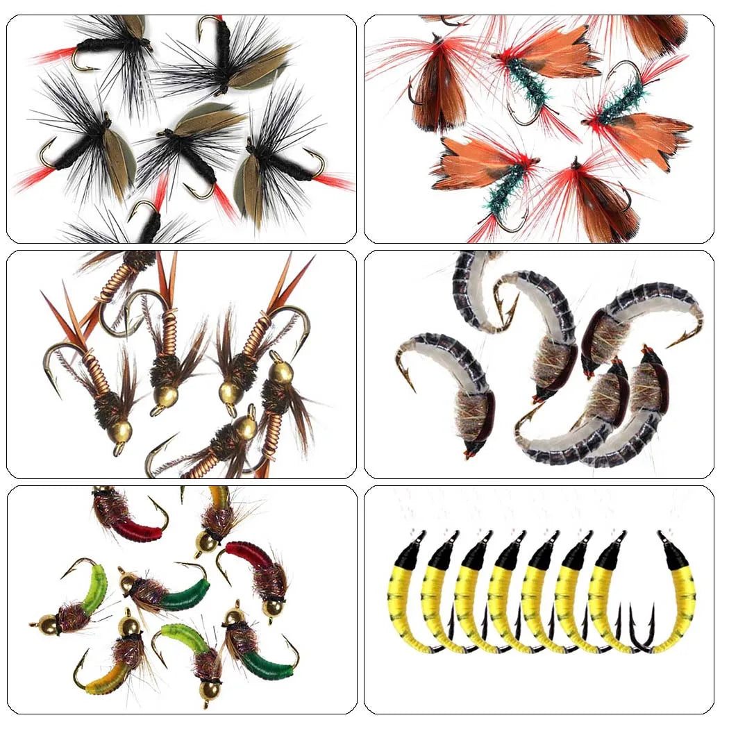 Trout Fly Fishing Assorted Flies Kit Nymph Dry Wet Lure