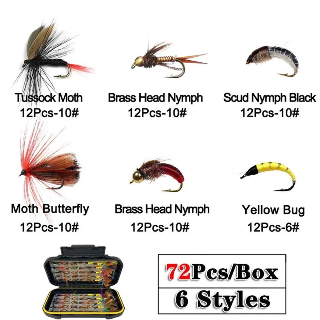 Trout Fly Fishing Assorted Flies Kit Nymph Dry Wet Lure