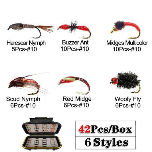 Trout Fly Fishing Assorted Flies Kit Nymph Dry Wet Lure
