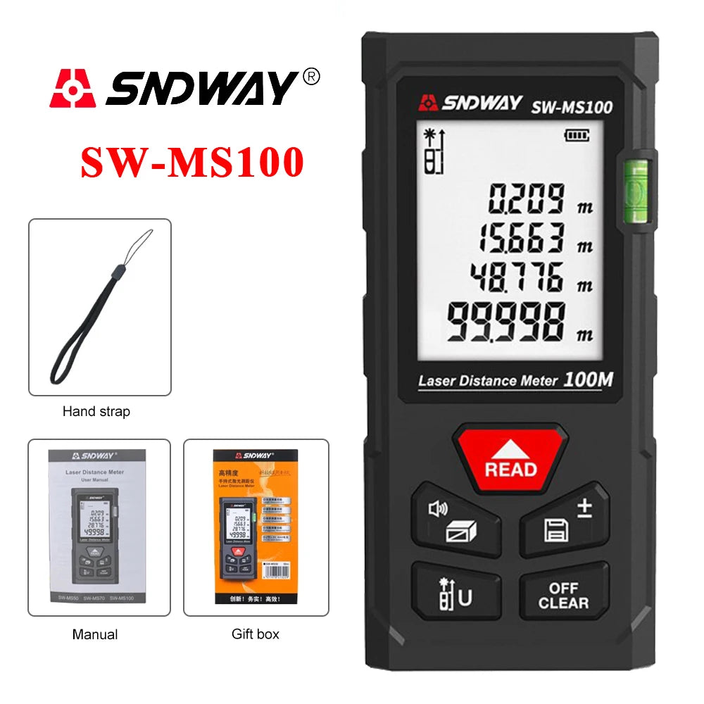 SNDWAY SWMS100 Digital Range Finder Laser Distance Meter
