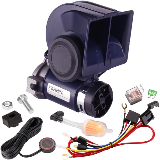 FARBIN Snail Air Horn With Compressor Relay Harness 150db