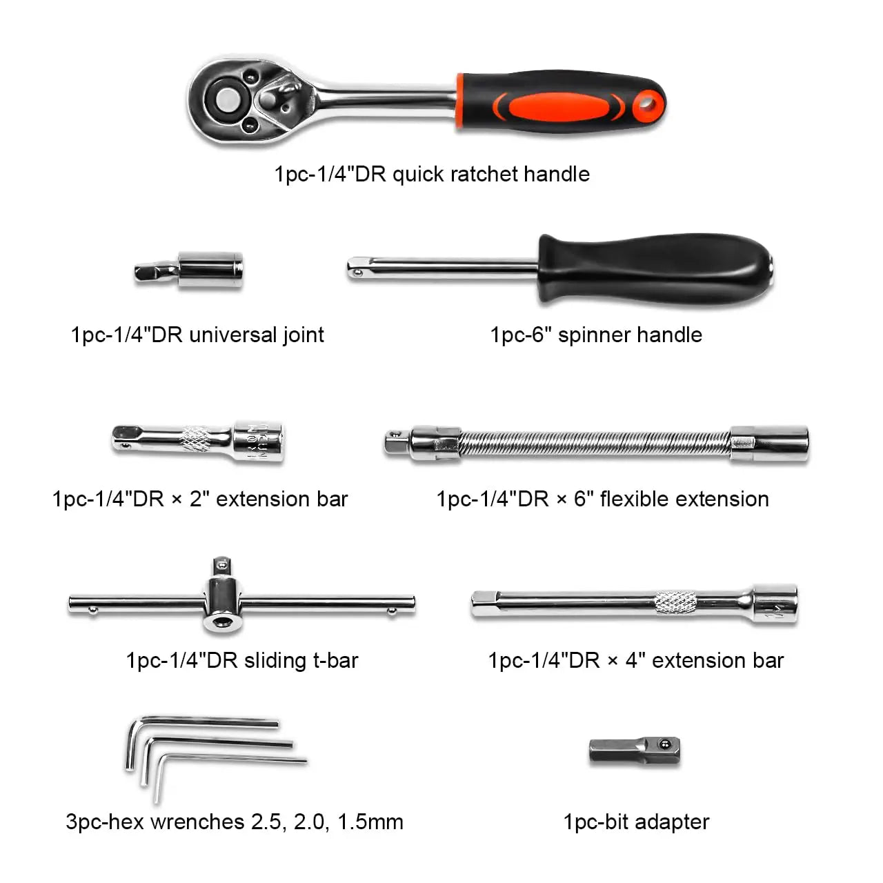 46 Piece Drive Socket Set Ratchet Wrench Set Car Tool Kit Bit Socket Wrench Set Metric Mechanic Tool Set
