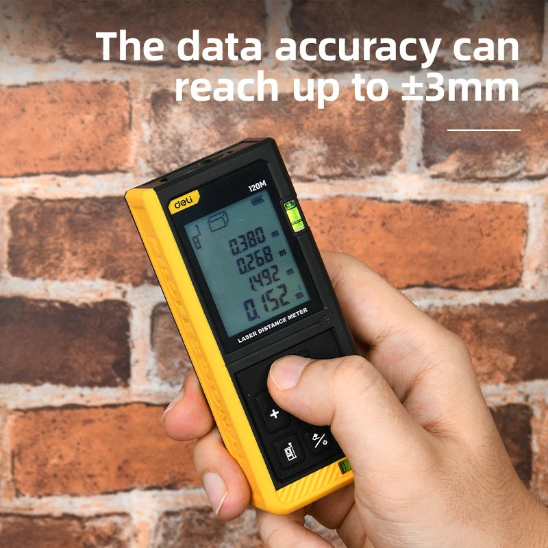 Deli Laser Distance Measure 120m Range 30 Data Memory