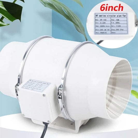 6 Inch Inline Duct Fan 540 CFM Ventilation Blower Quiet
