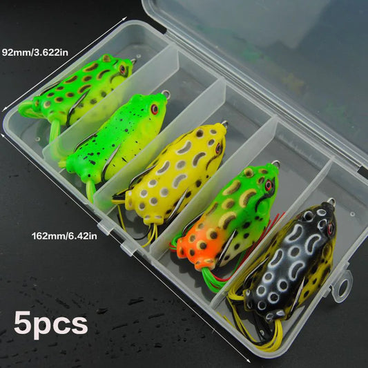 5 Piece Frog Shaped Lure Kit With Storage Box Freshwater