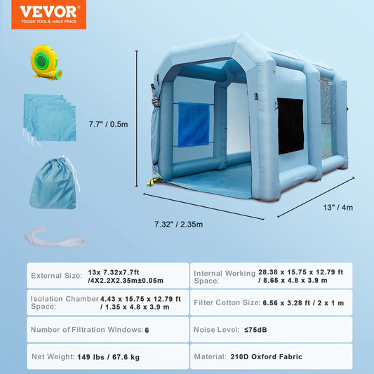 SucceBuy Inflatable Paint Booth with Blowers Powerful Spray Tent and Air Filter System