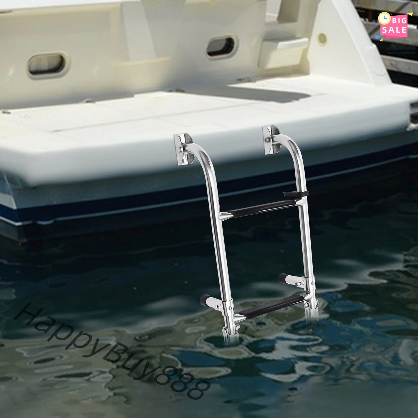 Marine Folding Boat Deck Ladder 4 Steps Stainless Steel