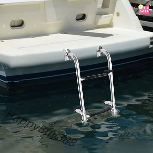 Marine Folding Boat Deck Ladder 4 Steps Stainless Steel