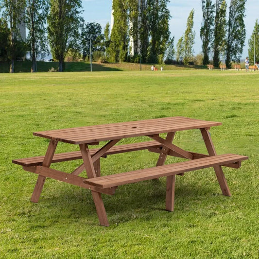 Picnic Table With Benches Eight Seater Outdoor Wooden
