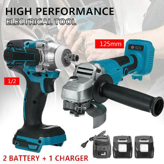 Brushless 125mm Angle Grinder Impact Wrench 18V Kit