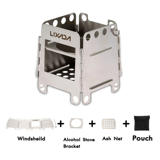 Camping Titanium Stove Lightweight Folding Wood Burning Stove Portable Outdoor Pocket Stove For Backpacking Cooking