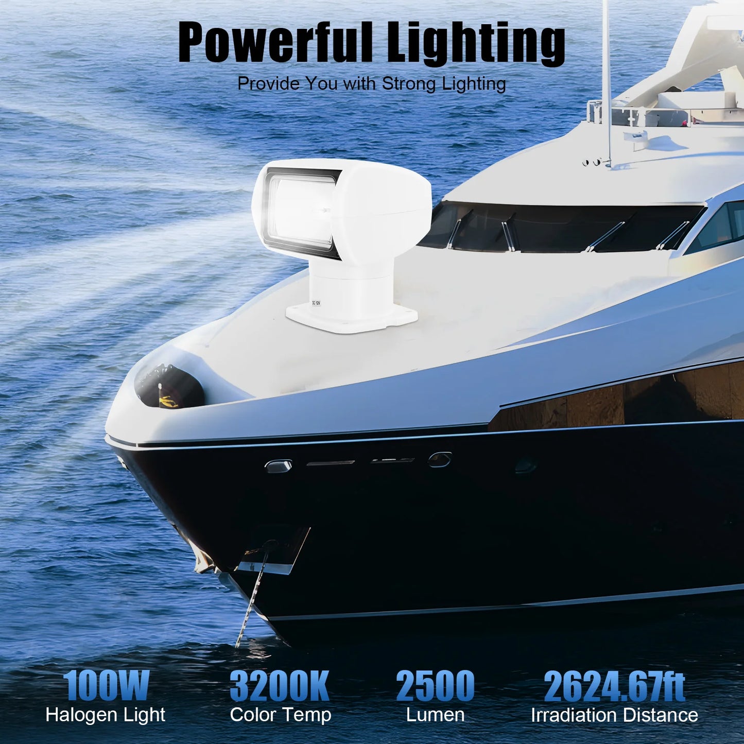 Boat Search Light Remote Control Spotlight 2500 Lumen 3200K