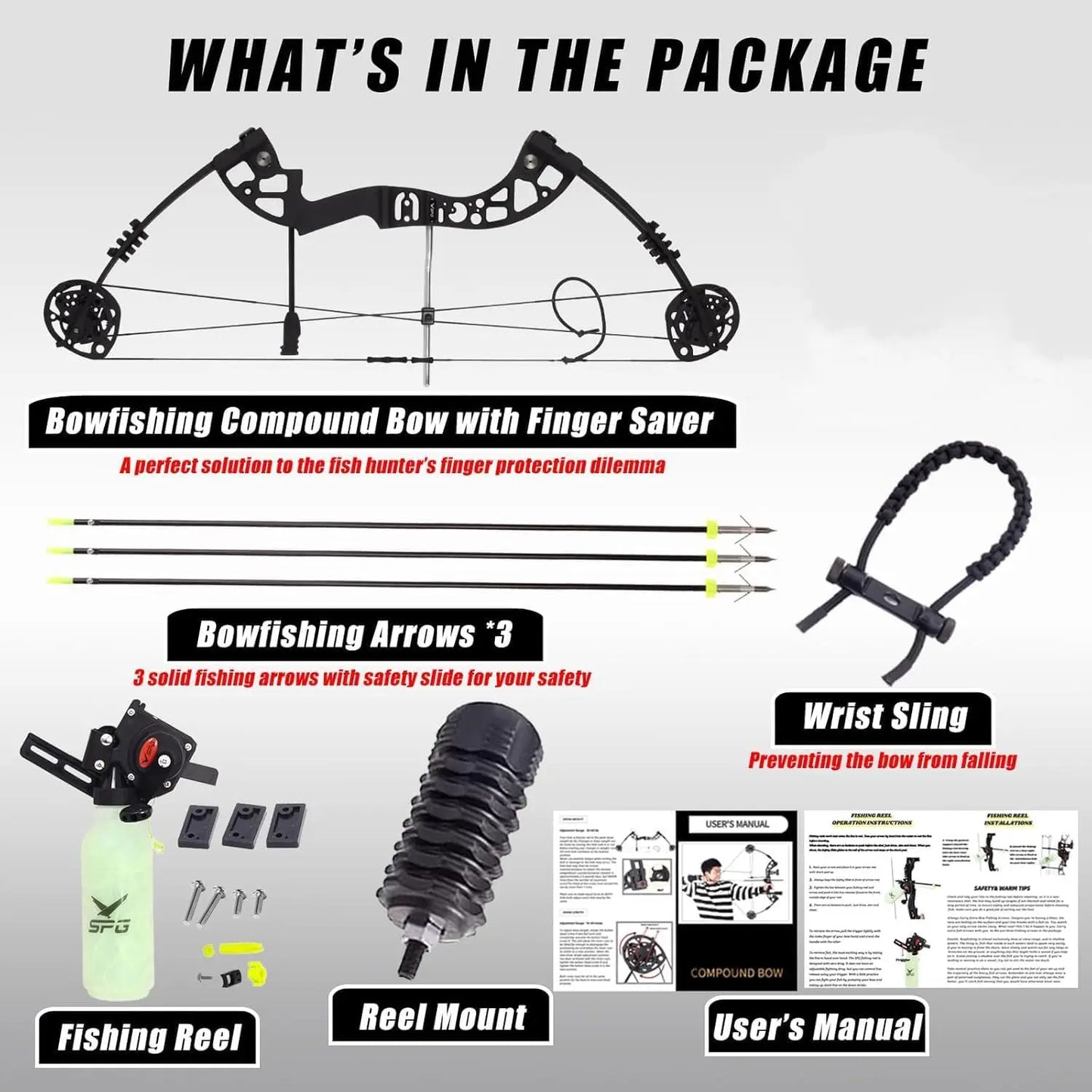 Archery Bowfishing Kit 30 60 Lbs Compound Bow With Gear