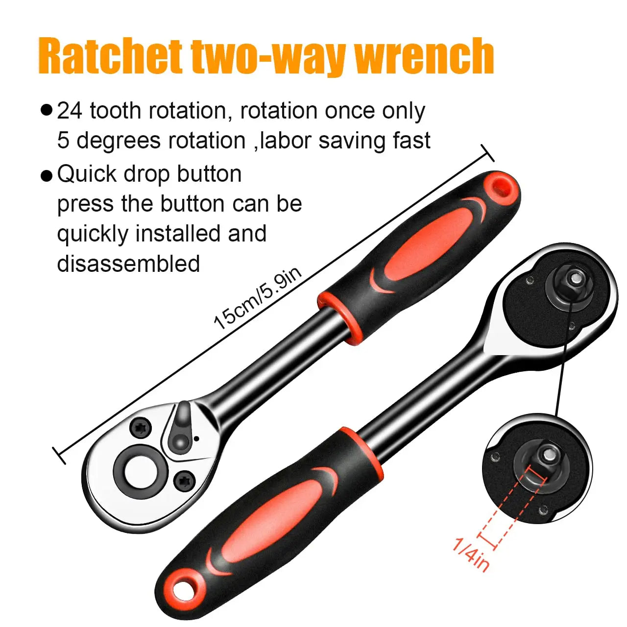 46 Piece Drive Socket Set Ratchet Wrench Set Car Tool Kit Bit Socket Wrench Set Metric Mechanic Tool Set