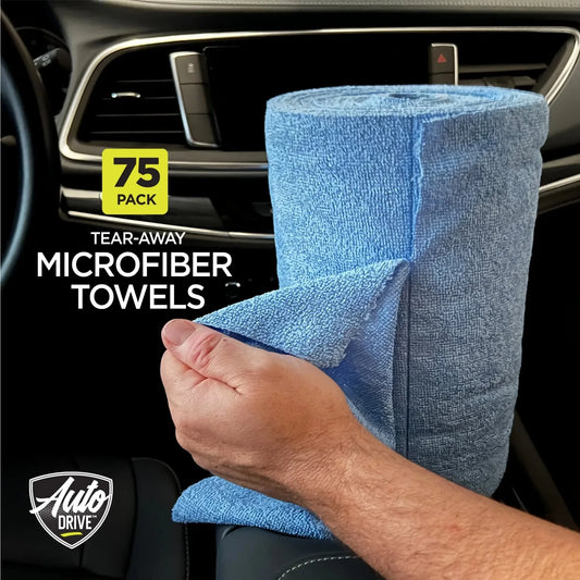 75 Pack Tear Away Microfiber Towel Roll For Car Detailing