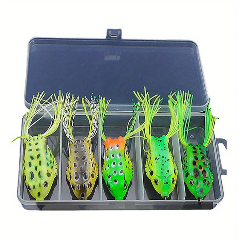 5 Piece Frog Shaped Lure Kit With Storage Box Freshwater