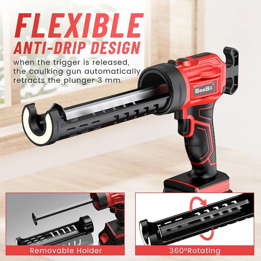 Seesii Cordless Caulking Gun 20V 300ml Battery Sealing Tool