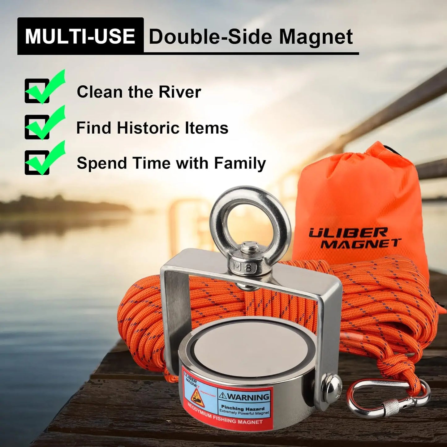 180KG Rotatable Double Sided Fishing Magnet Set For Salvage