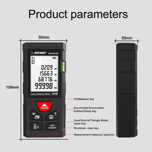 SNDWAY SWMS100 Digital Range Finder Laser Distance Meter